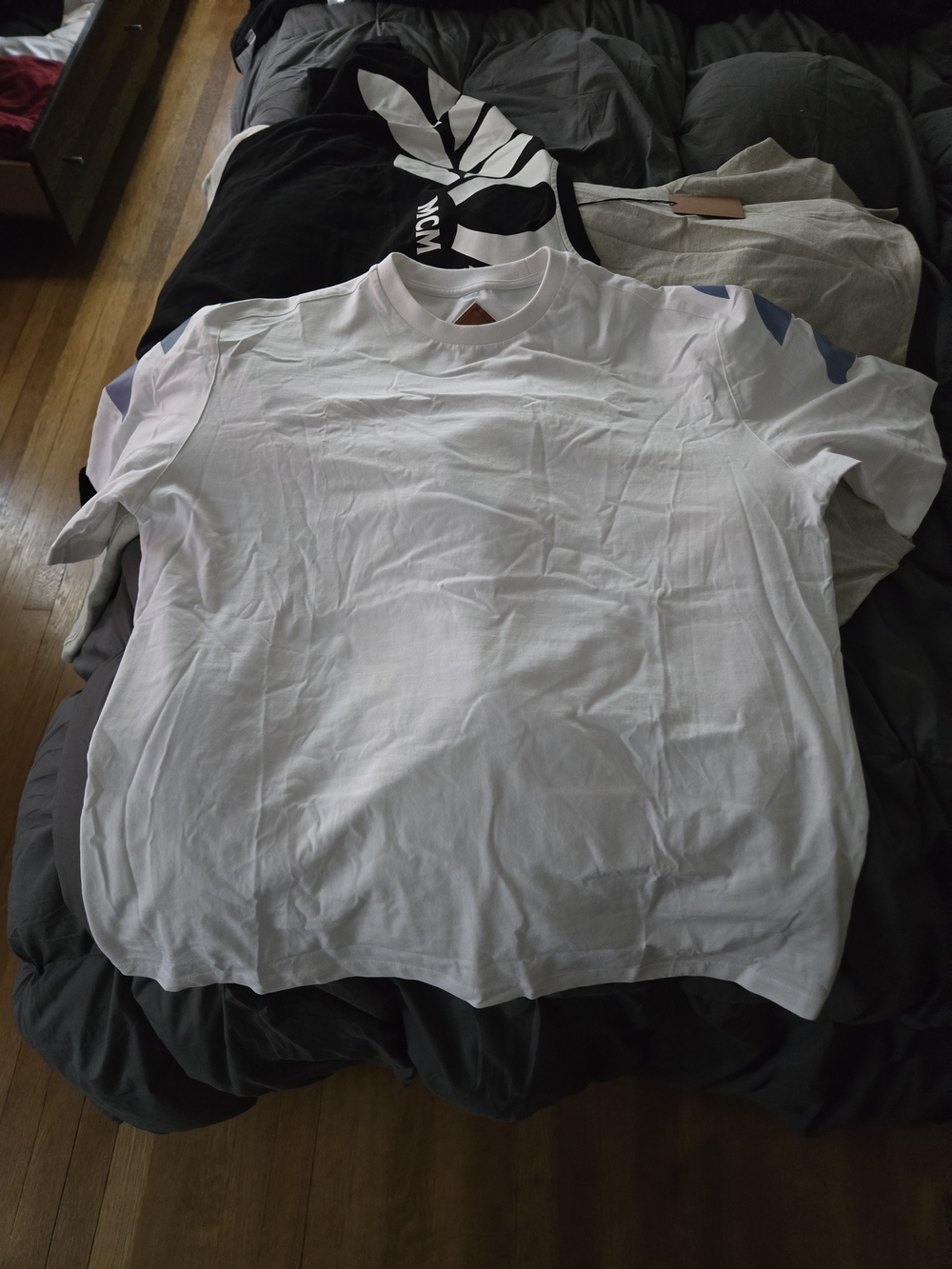 MCM Logo Graphic Tee in White and Blue - Picture 5 of 7